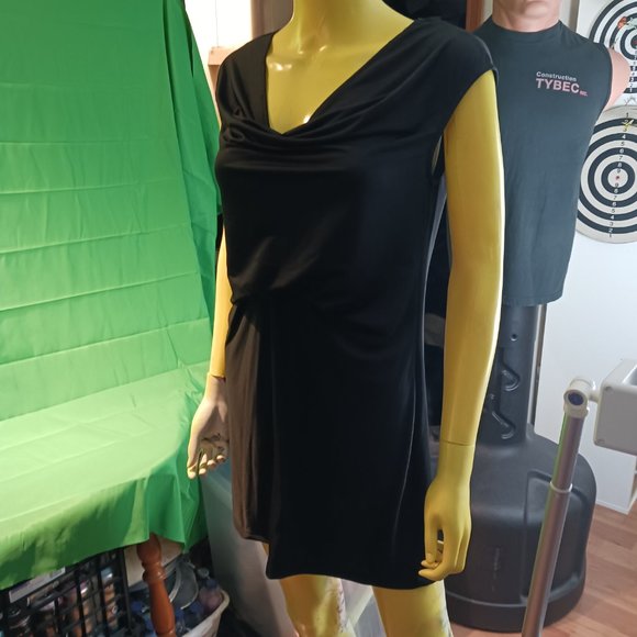 plunging collar polyester dress black women zokai medium - Picture 2 of 7